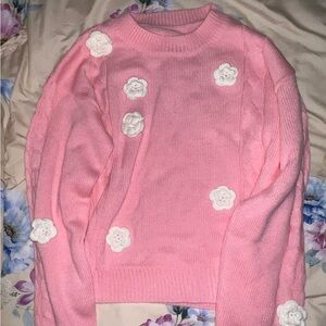 pink flower sweater